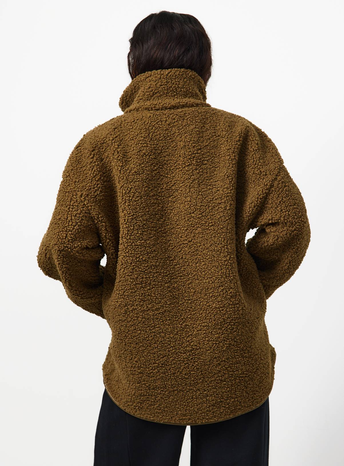 Dark Green Borg Full Zip Through Fleece Jacket L - Image 4